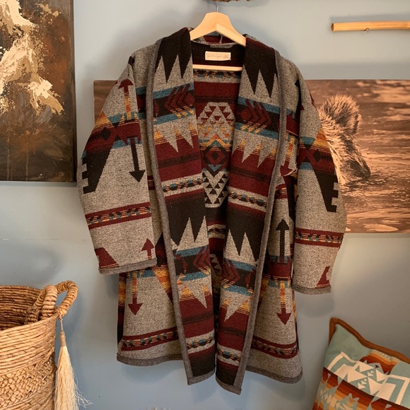 earth eco style Jackets & Blazers - Southwestern style Wool blanket coat- handmade in 🍁 canada. Earth Eco Style.